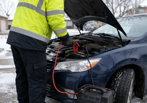 Roadside battery boost service for a vehicle that will not start