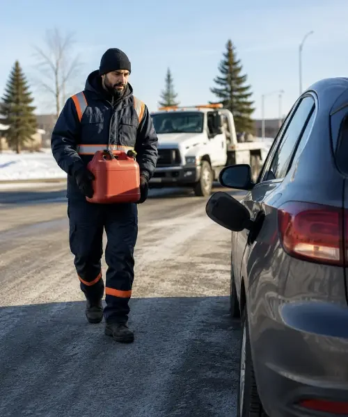 Roadside fuel delivery for a stranded vehicle in Calgary